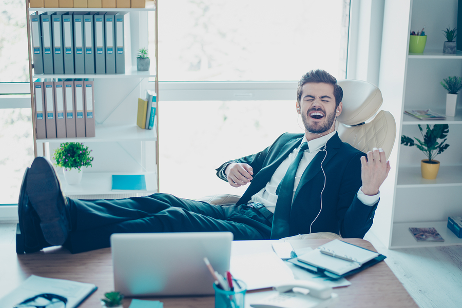 man playing air guitar real estate program sign up form